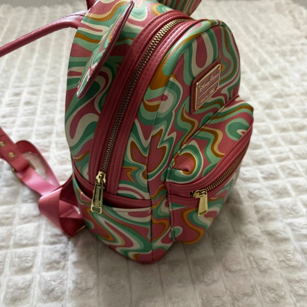 Disney Parks LoungeFly Mickey Mouse Swirl Faux Leather Backpack